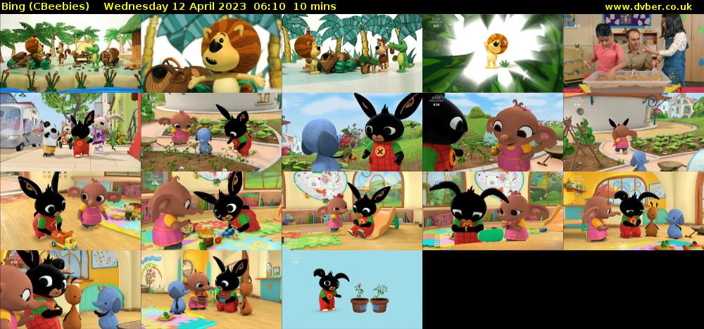 Bing (CBeebies) Wednesday 12 April 2023 06:10 - 06:20