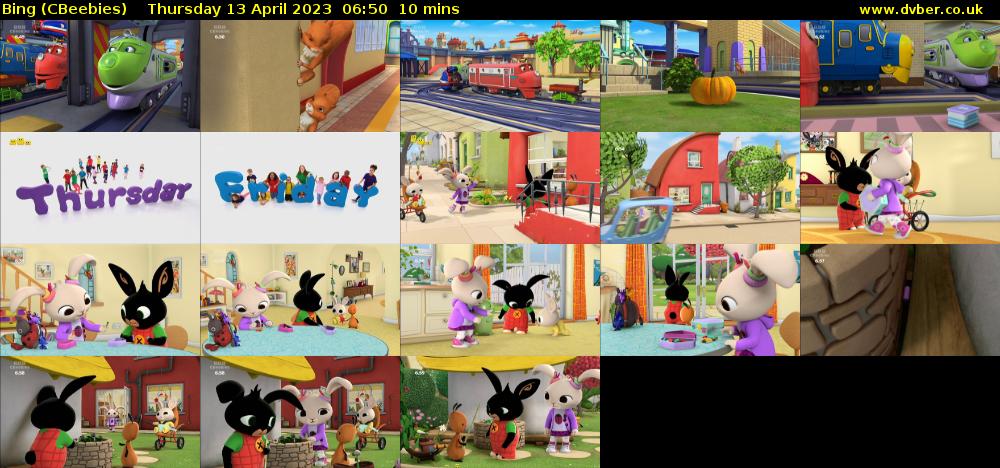 Bing (CBeebies) Thursday 13 April 2023 06:50 - 07:00