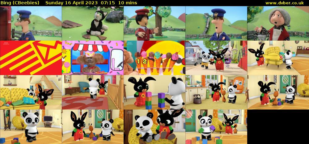 Bing (CBeebies) Sunday 16 April 2023 07:15 - 07:25