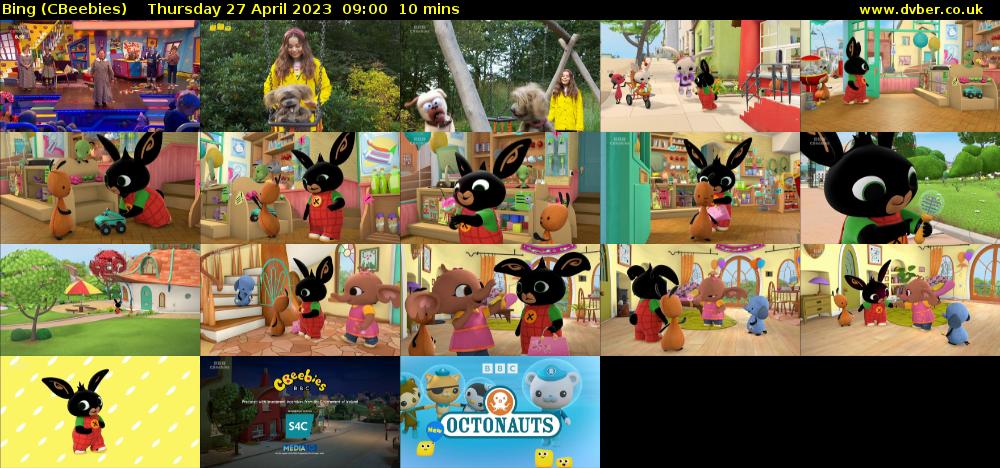 Bing (CBeebies) Thursday 27 April 2023 09:00 - 09:10