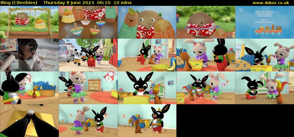 Bing (CBeebies) Thursday 8 June 2023 06:10 - 06:20