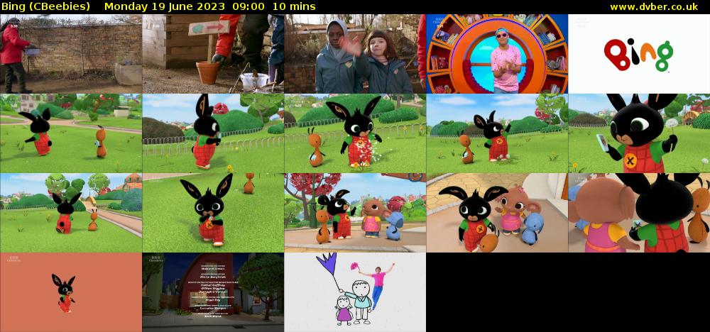 Bing (CBeebies) Monday 19 June 2023 09:00 - 09:10