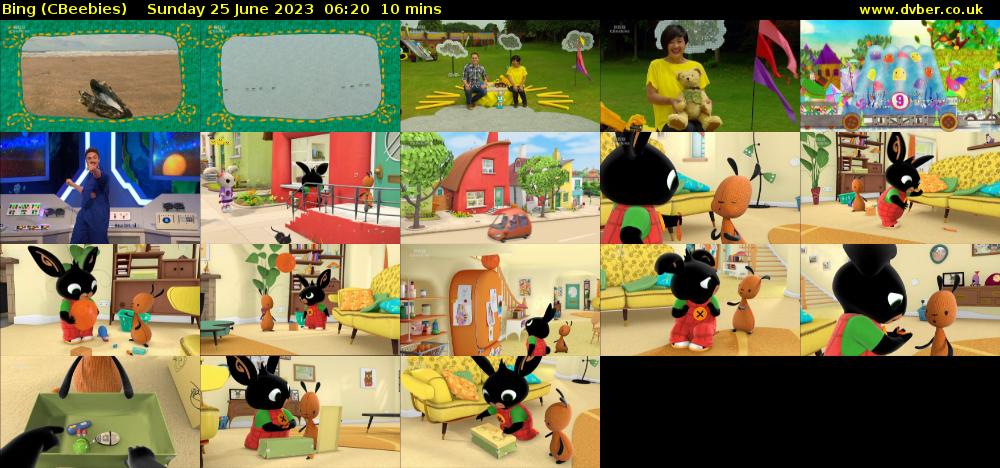 Bing (CBeebies) Sunday 25 June 2023 06:20 - 06:30
