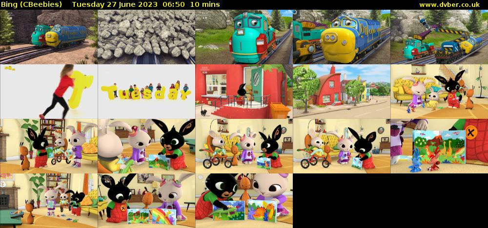 Bing (CBeebies) Tuesday 27 June 2023 06:50 - 07:00