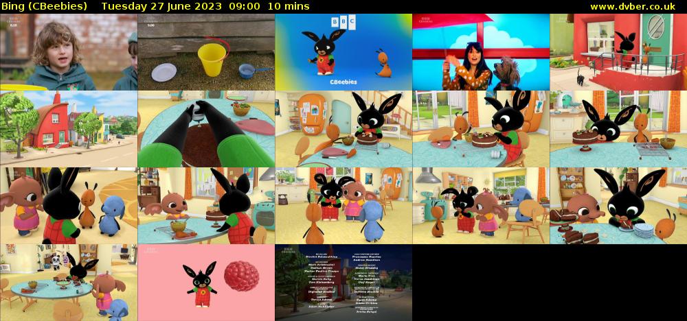 Bing (CBeebies) Tuesday 27 June 2023 09:00 - 09:10