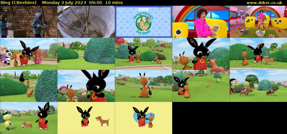 Bing (CBeebies) Monday 3 July 2023 09:00 - 09:10