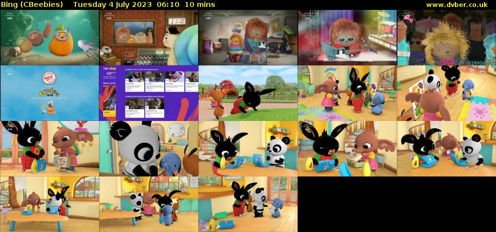 Bing (CBeebies) Tuesday 4 July 2023 06:10 - 06:20