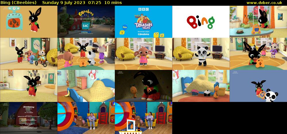 Bing (CBeebies) Sunday 9 July 2023 07:25 - 07:35