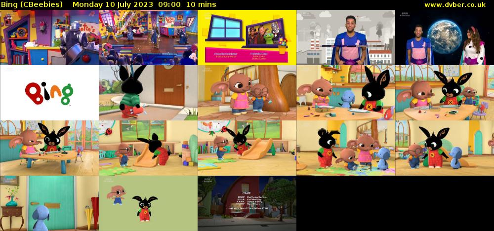 Bing (CBeebies) Monday 10 July 2023 09:00 - 09:10