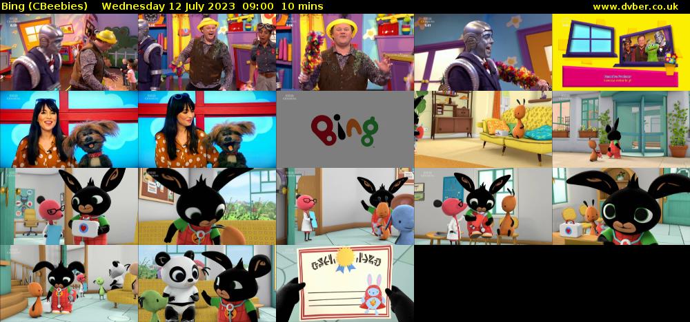 Bing (CBeebies) Wednesday 12 July 2023 09:00 - 09:10