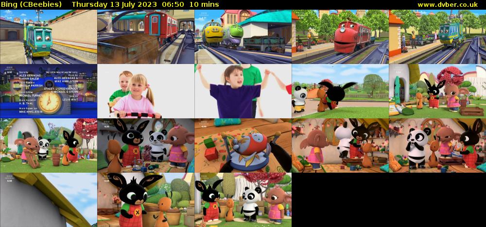 Bing (CBeebies) Thursday 13 July 2023 06:50 - 07:00