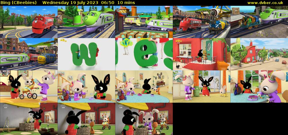 Bing (CBeebies) Wednesday 19 July 2023 06:50 - 07:00