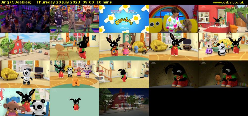 Bing (CBeebies) Thursday 20 July 2023 09:00 - 09:10