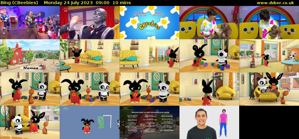 Bing (CBeebies) Monday 24 July 2023 09:00 - 09:10