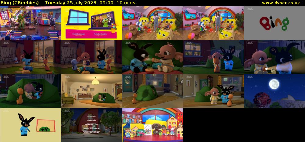 Bing (CBeebies) Tuesday 25 July 2023 09:00 - 09:10