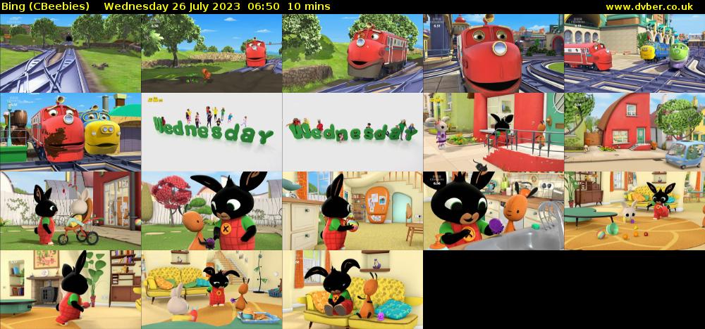 Bing (CBeebies) Wednesday 26 July 2023 06:50 - 07:00