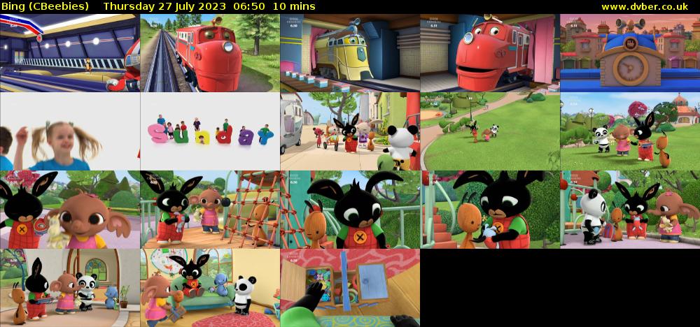 Bing (CBeebies) Thursday 27 July 2023 06:50 - 07:00