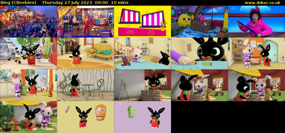 Bing (CBeebies) Thursday 27 July 2023 09:00 - 09:10