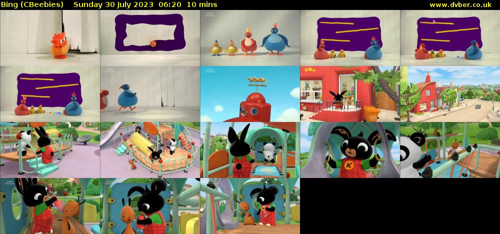 Bing (CBeebies) Sunday 30 July 2023 06:20 - 06:30