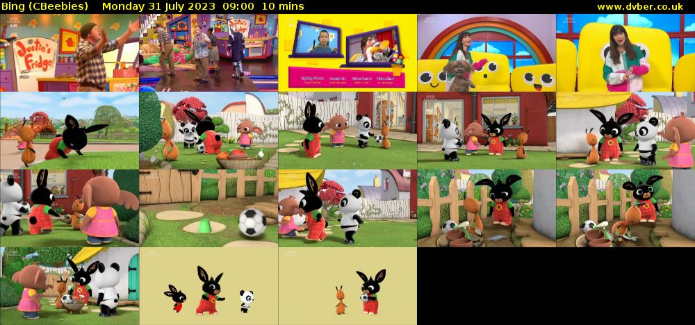 Bing (CBeebies) Monday 31 July 2023 09:00 - 09:10