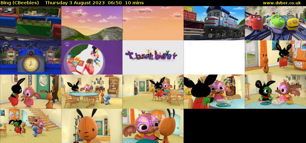 Bing (CBeebies) Thursday 3 August 2023 06:50 - 07:00