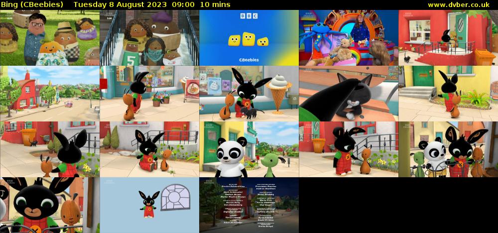 Bing (CBeebies) Tuesday 8 August 2023 09:00 - 09:10