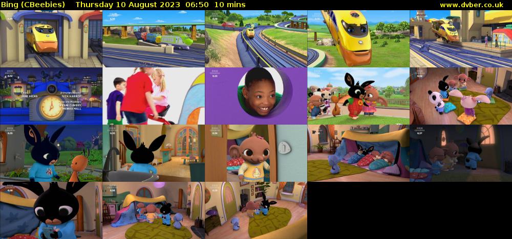 Bing (CBeebies) Thursday 10 August 2023 06:50 - 07:00
