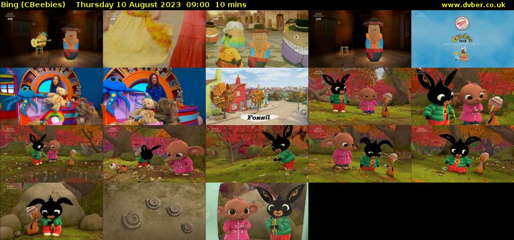 Bing (CBeebies) Thursday 10 August 2023 09:00 - 09:10