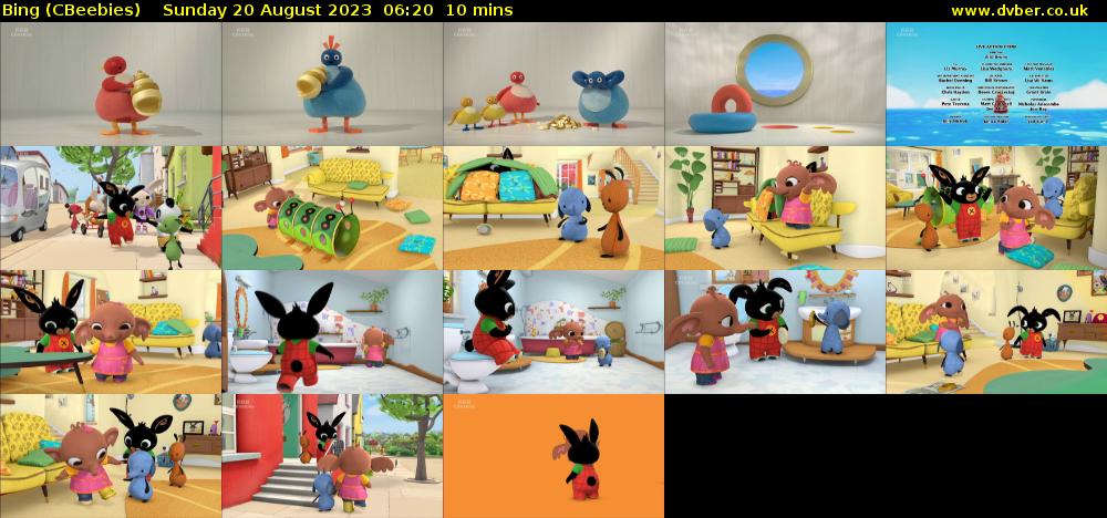 Bing (CBeebies) Sunday 20 August 2023 06:20 - 06:30