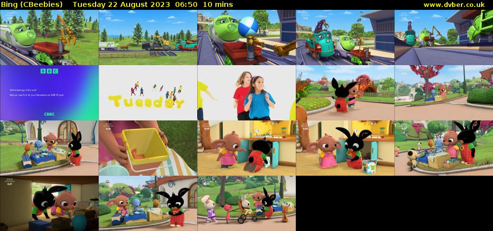 Bing (CBeebies) Tuesday 22 August 2023 06:50 - 07:00