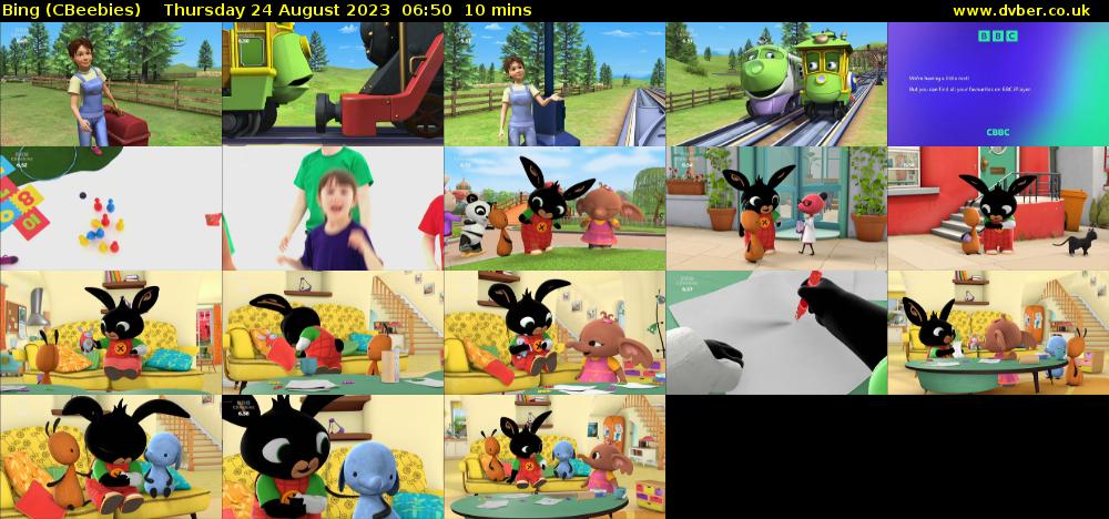 Bing (CBeebies) Thursday 24 August 2023 06:50 - 07:00