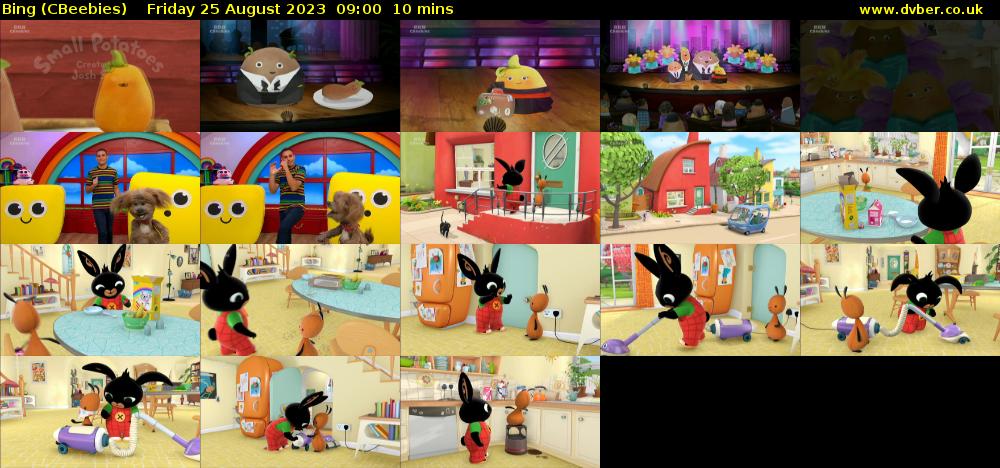 Bing (CBeebies) Friday 25 August 2023 09:00 - 09:10