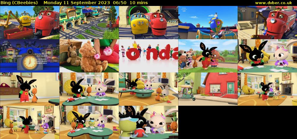 Bing (CBeebies) Monday 11 September 2023 06:50 - 07:00
