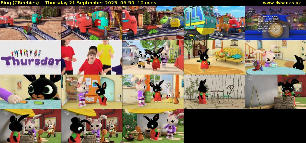 Bing (CBeebies) Thursday 21 September 2023 06:50 - 07:00