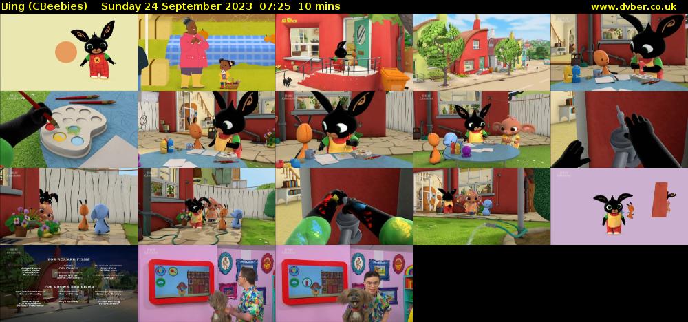 Bing (CBeebies) Sunday 24 September 2023 07:25 - 07:35