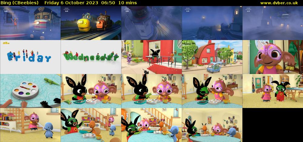 Bing (CBeebies) Friday 6 October 2023 06:50 - 07:00