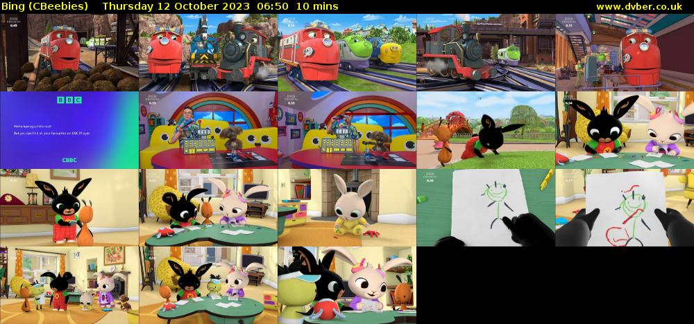 Bing (CBeebies) Thursday 12 October 2023 06:50 - 07:00