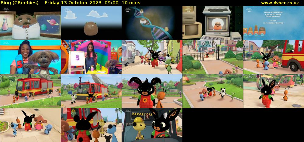 Bing (CBeebies) Friday 13 October 2023 09:00 - 09:10