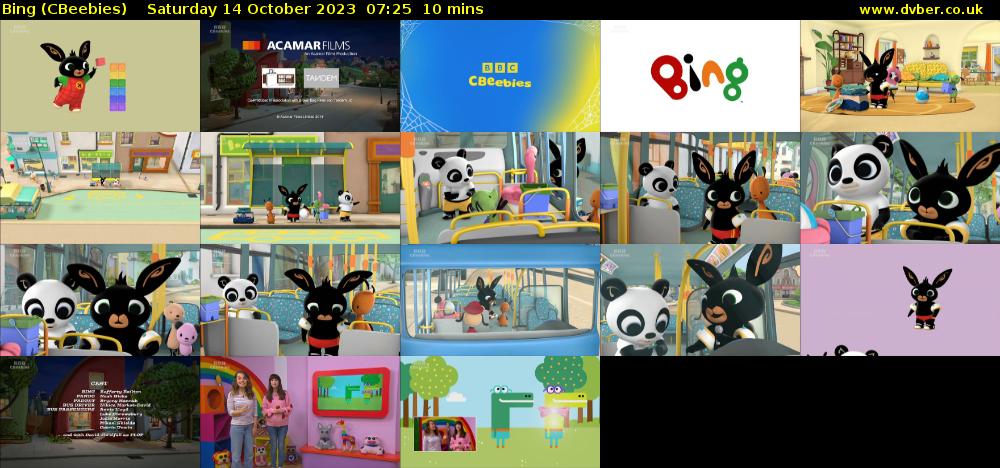 Bing (CBeebies) Saturday 14 October 2023 07:25 - 07:35