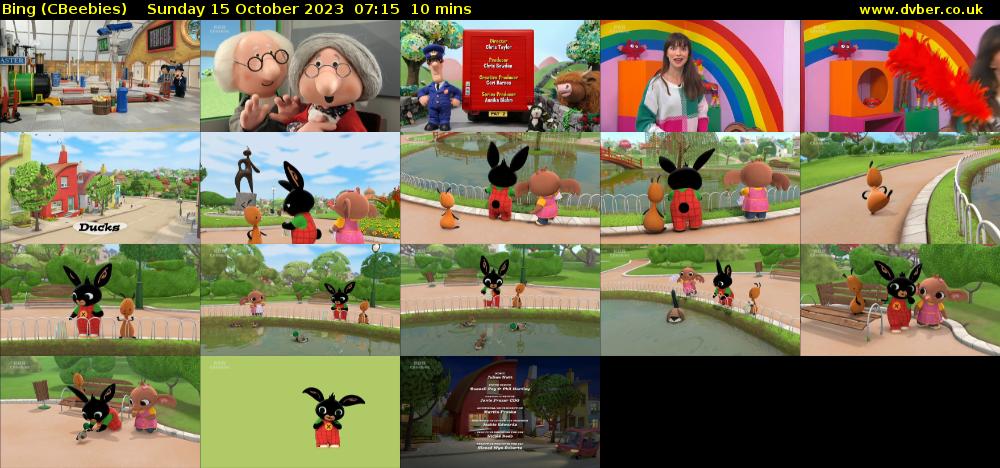 Bing (CBeebies) Sunday 15 October 2023 07:15 - 07:25