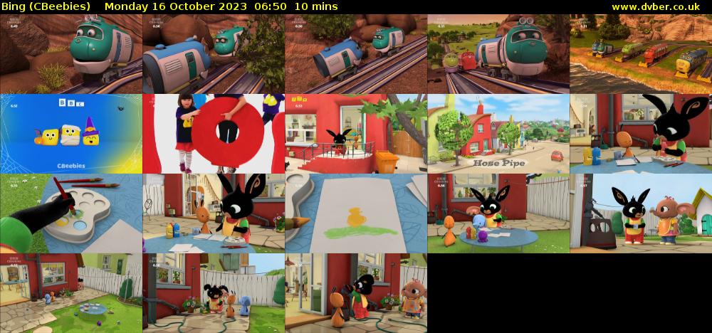 Bing (CBeebies) Monday 16 October 2023 06:50 - 07:00