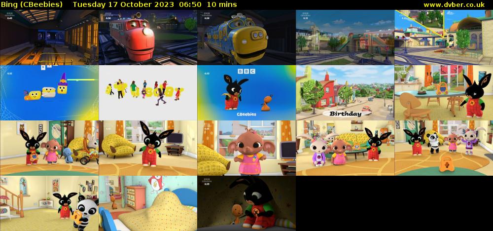 Bing (CBeebies) Tuesday 17 October 2023 06:50 - 07:00