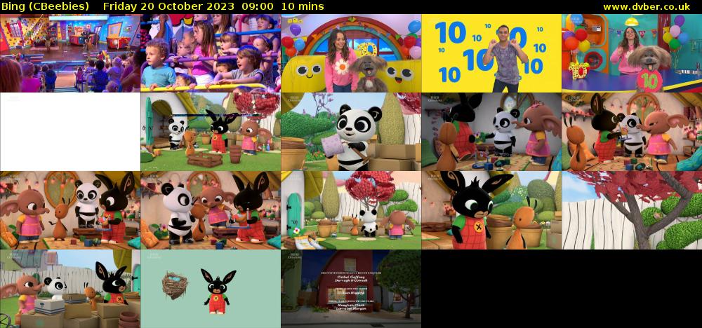 Bing (CBeebies) Friday 20 October 2023 09:00 - 09:10