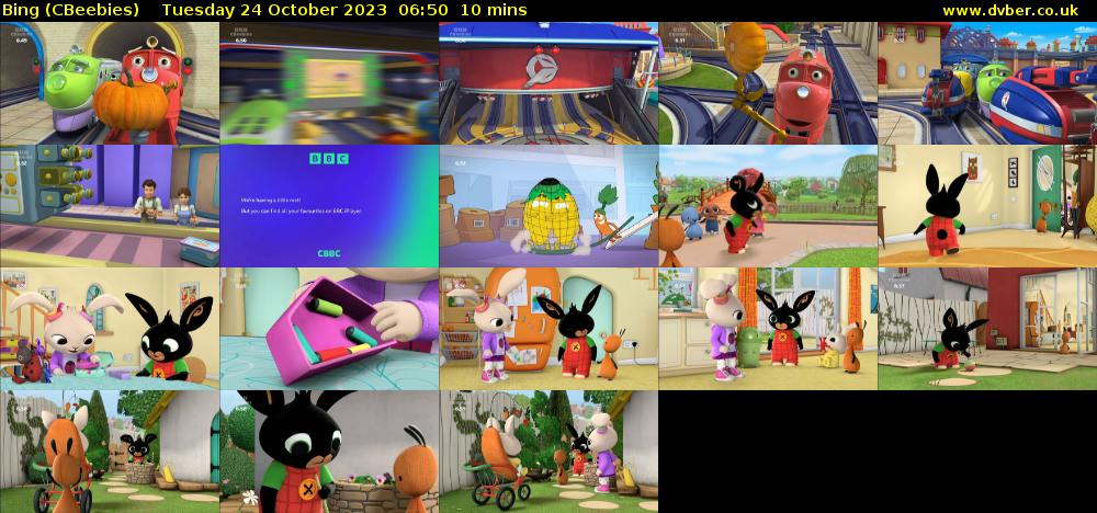 Bing (CBeebies) Tuesday 24 October 2023 06:50 - 07:00