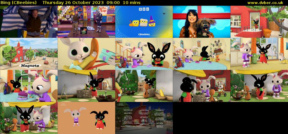 Bing (CBeebies) Thursday 26 October 2023 09:00 - 09:10