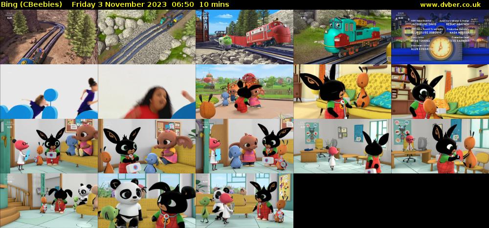 Bing (CBeebies) Friday 3 November 2023 06:50 - 07:00