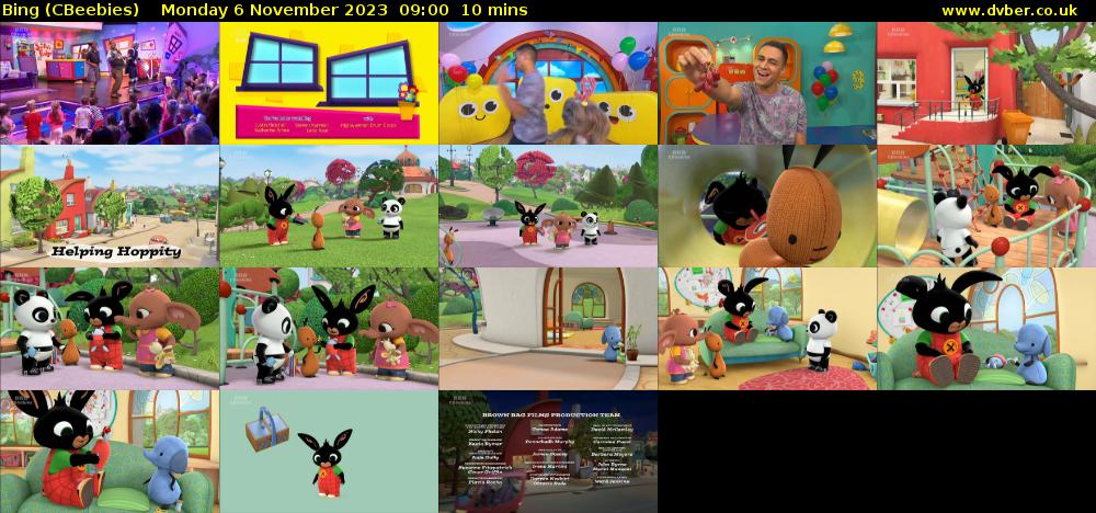 Bing (CBeebies) Monday 6 November 2023 09:00 - 09:10