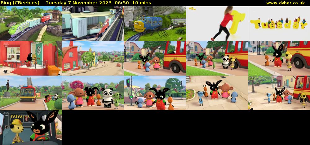 Bing (CBeebies) Tuesday 7 November 2023 06:50 - 07:00