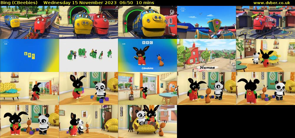 Bing (CBeebies) Wednesday 15 November 2023 06:50 - 07:00