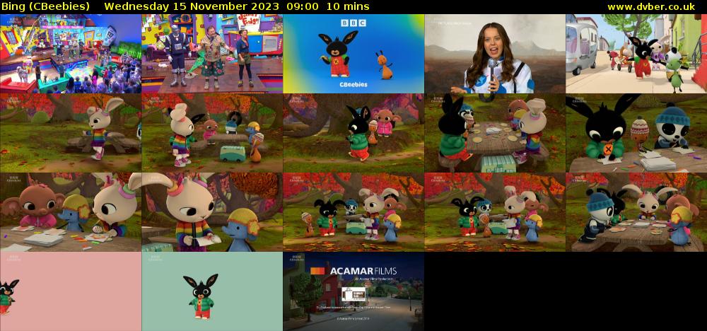 Bing (CBeebies) Wednesday 15 November 2023 09:00 - 09:10